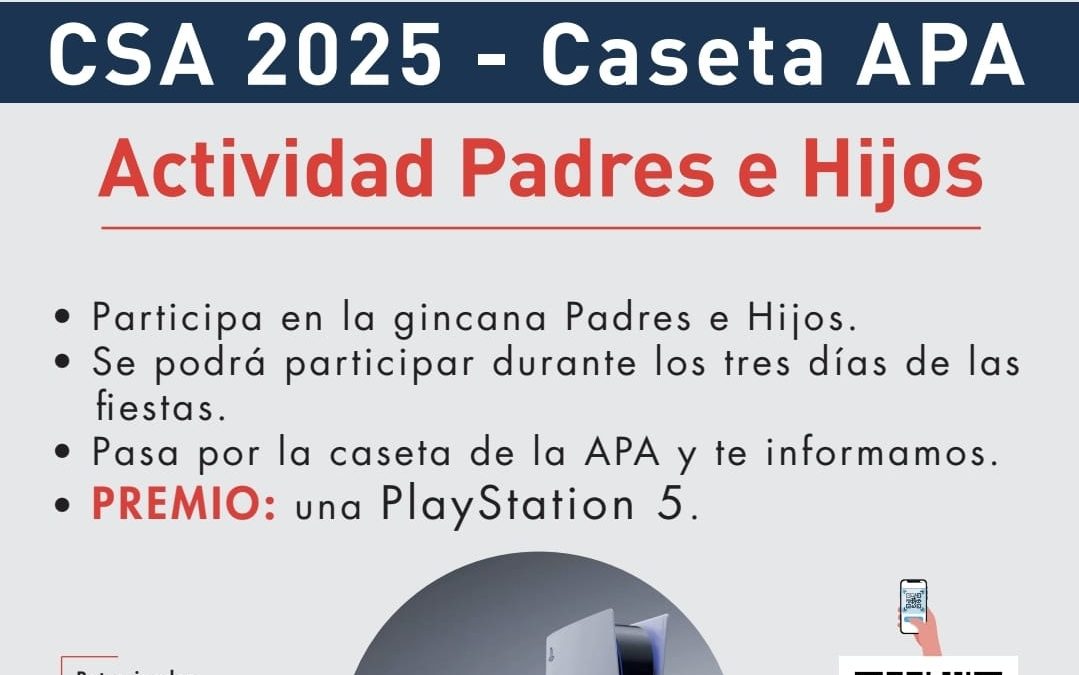Actividad Familiar APA para estas Fiestas del Colegio. ¡Premio: Play Station 5!