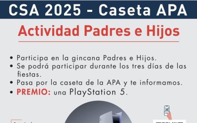 Actividad Familiar APA para estas Fiestas del Colegio. ¡Premio: Play Station 5!